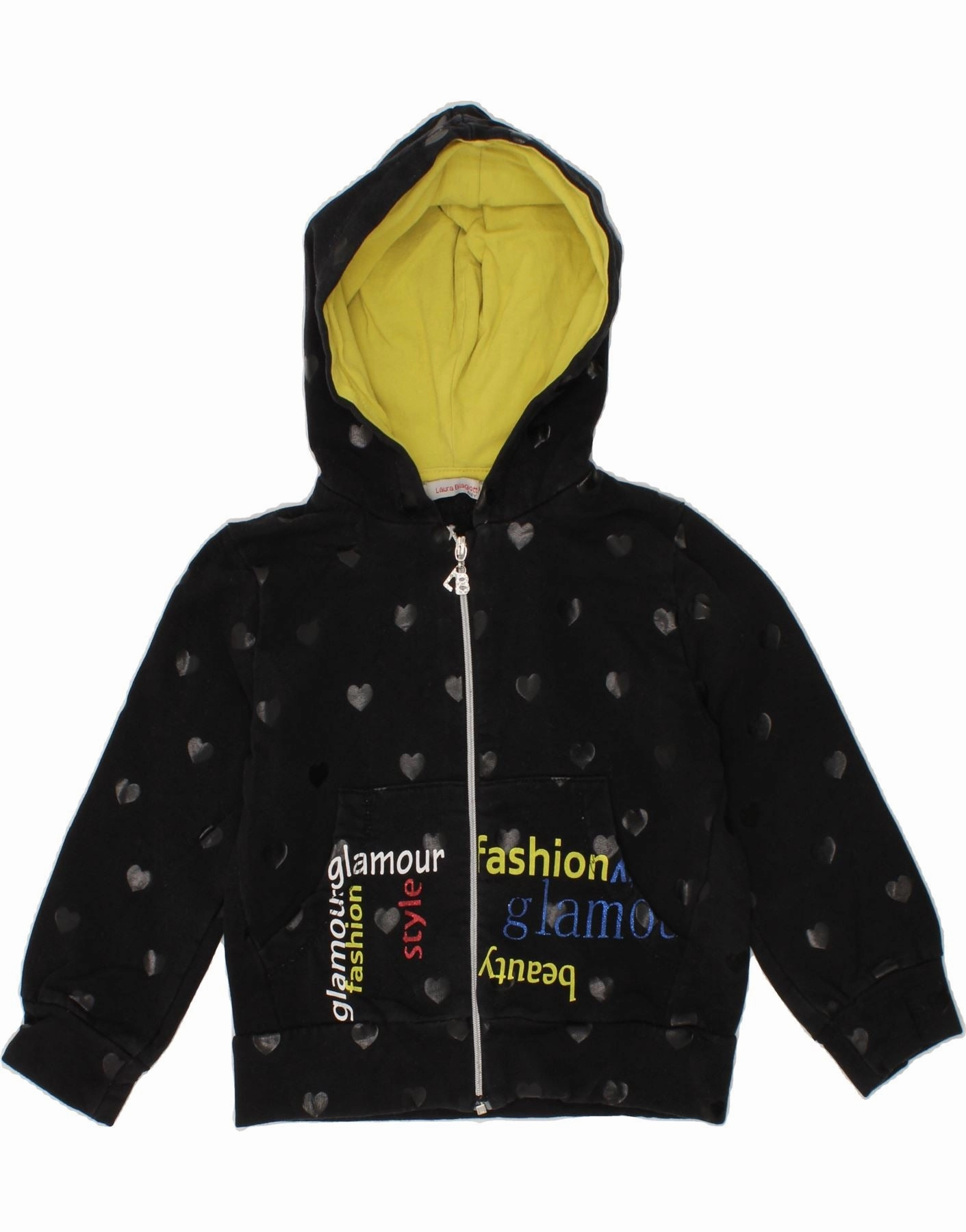 LAURA BIAGIOTTI Baby Girls Graphic Zip Hoodie Sweater 18-24 Months Black Simple Aesthetic