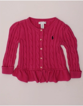 Winter Days Compact Knit Structure RALPH LAUREN Baby Girls Cardigan Sweater 12-18 Months Pink Cotton