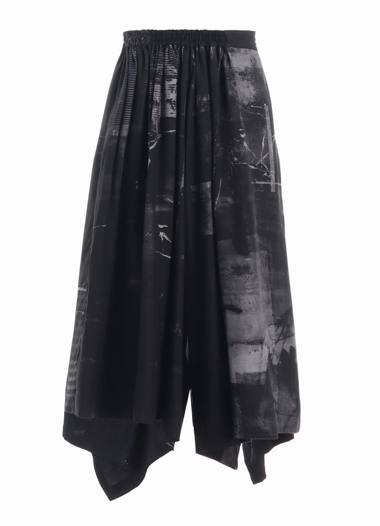 Windproof Membrane CUPRO BLURRY FLOWER PRINT RIGHT-SIDE GATEHRED PANTS