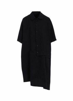[Y's BORN PRODUCT] COTTON TWILL HALF SLEEVE ASYMMETERIC DRESS Panelled-Design