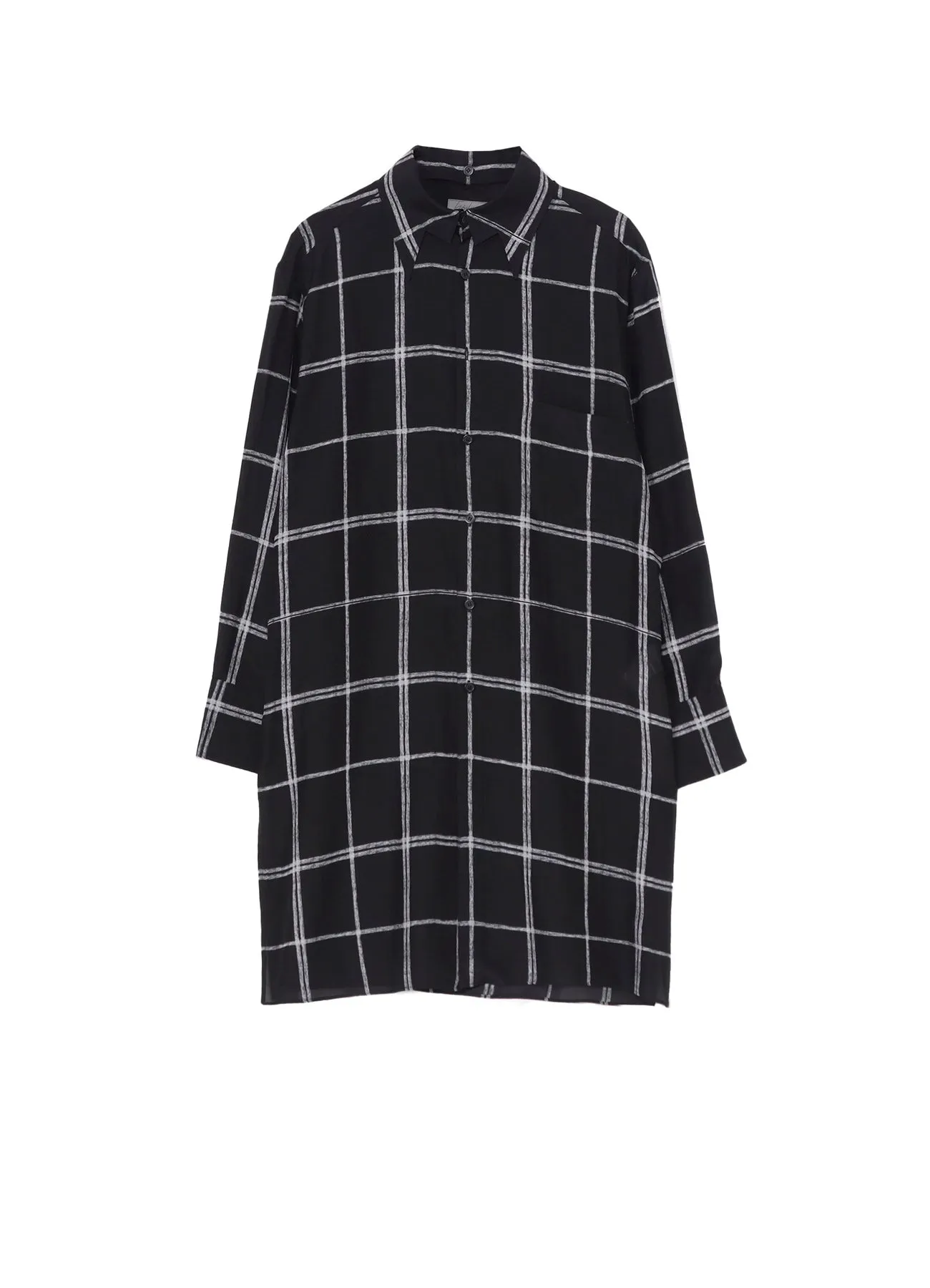 ??PIECE UNIQUE/AOYAMA??SIMPLE PLAID BLACK DESIGNED BLOUSE Moisture Wicking Layer