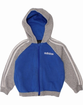 Non Restrictive Cuff Soft Drape ADIDAS Baby Boys Zip Hoodie Sweater 12-18 Months Blue Colourblock Cotton