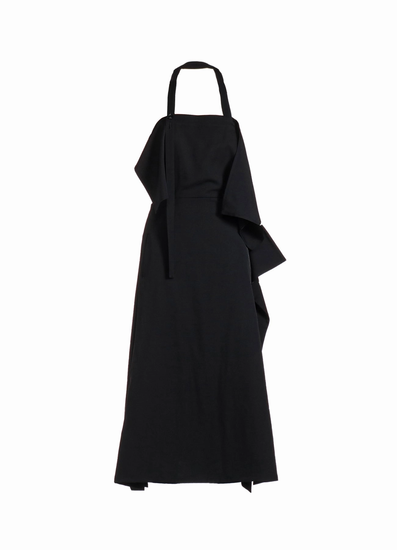 WOOL GABARDINE APRON DRESS button detail
