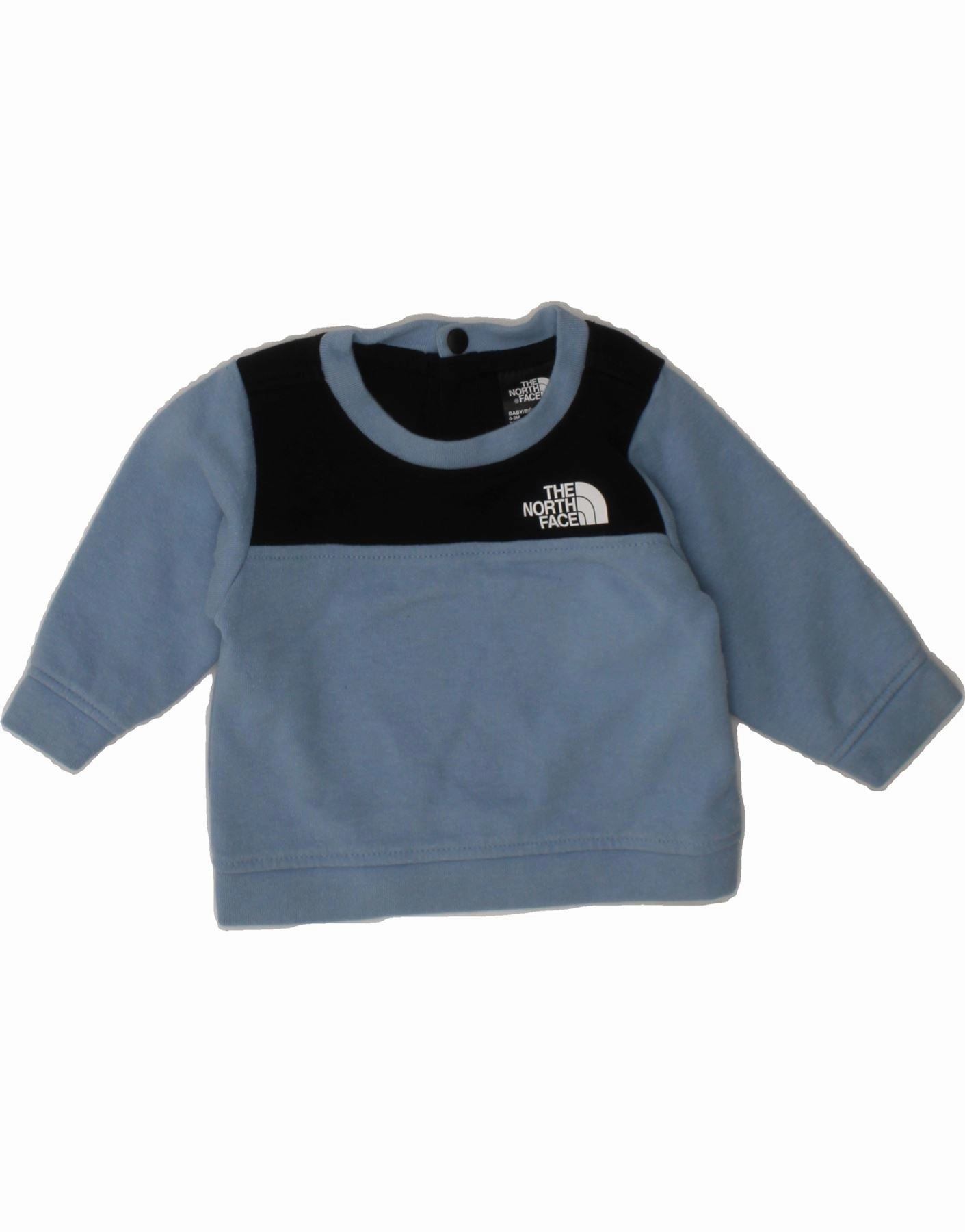 THE NORTH FACE Baby Boys Sweatshirt Jumper 0-3 Months Blue Colourblock Soft Finish Minimal Vibe