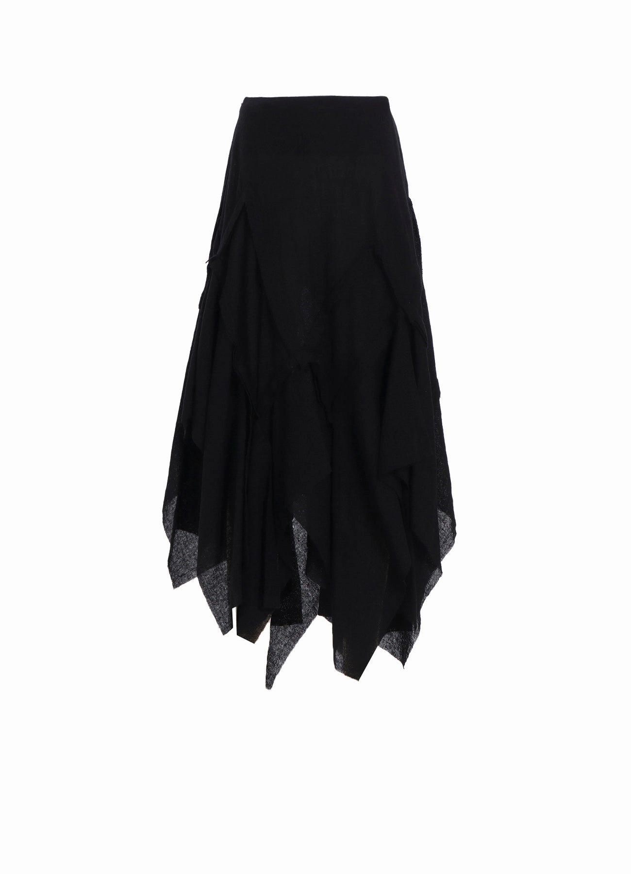 WOOL GAUZE FRILLED SKIRT Water-Repellent-Finish Side-Slit