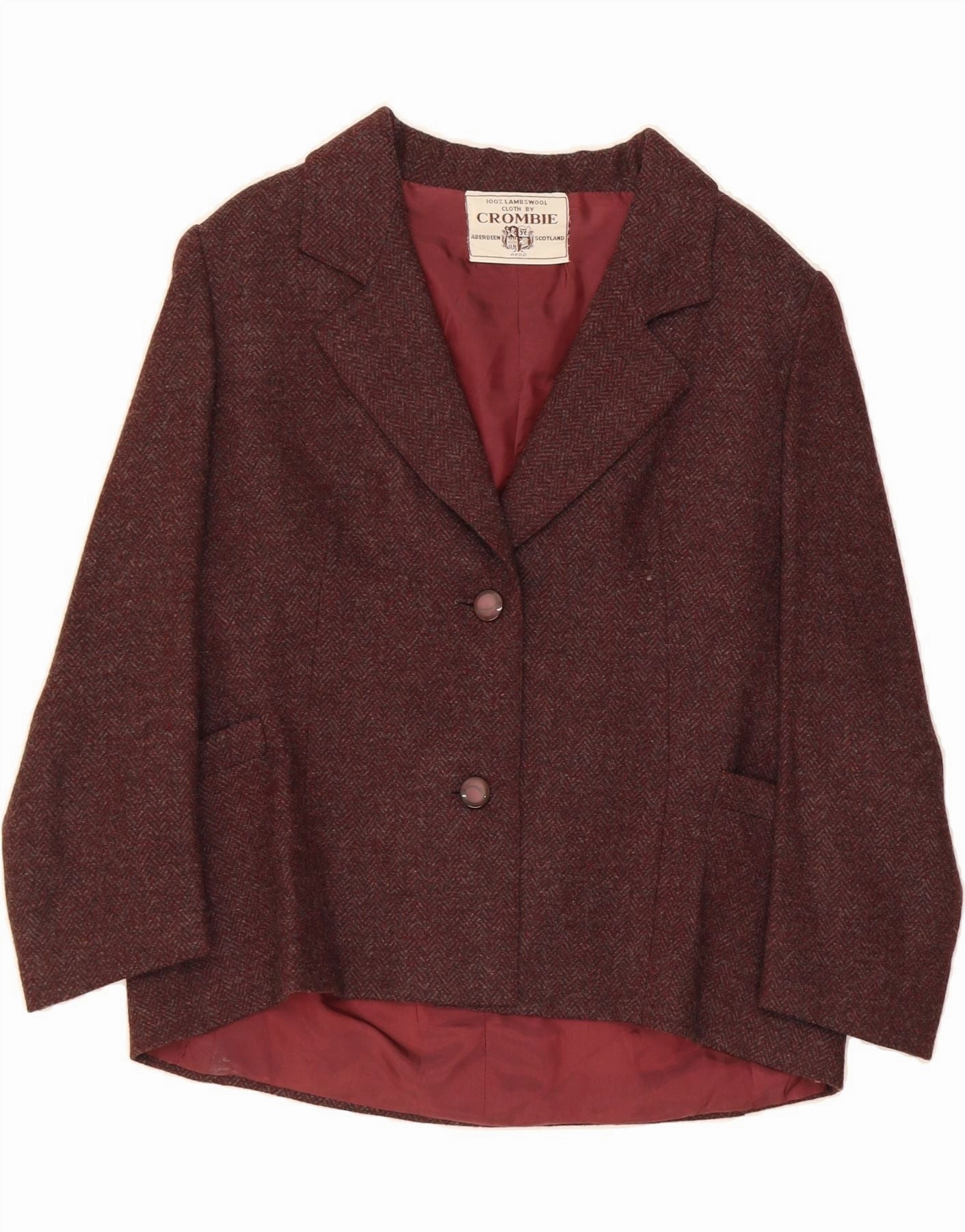 CROMBIE ABERDEEN Womens Blazer Jacket UK 12 Medium Burgundy Classic Classy Layer