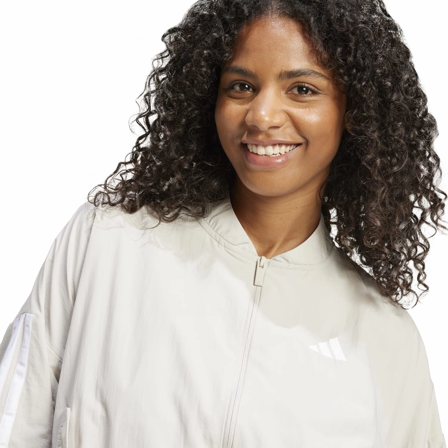 Essentials 3-Stripe Woven Bomber Jacket - Womens Fitted Look Packable Construction