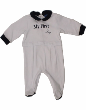 FAY Baby Boys Graphic Long Sleeve Jumpsuit 0-3 Months  White Weekend Hot