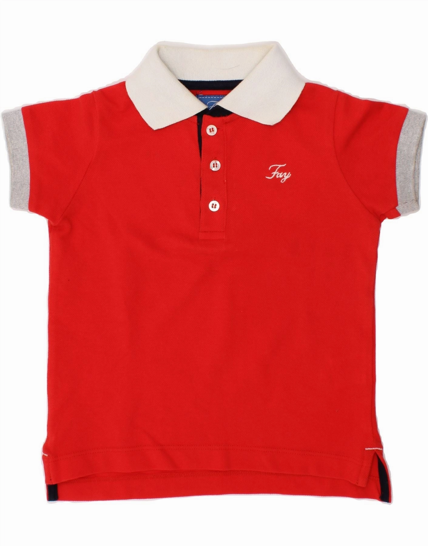 FAY Baby Boys Polo Shirt 18-24 Months Red Cotton Reinforced Buttonholes Clean Edge Trim