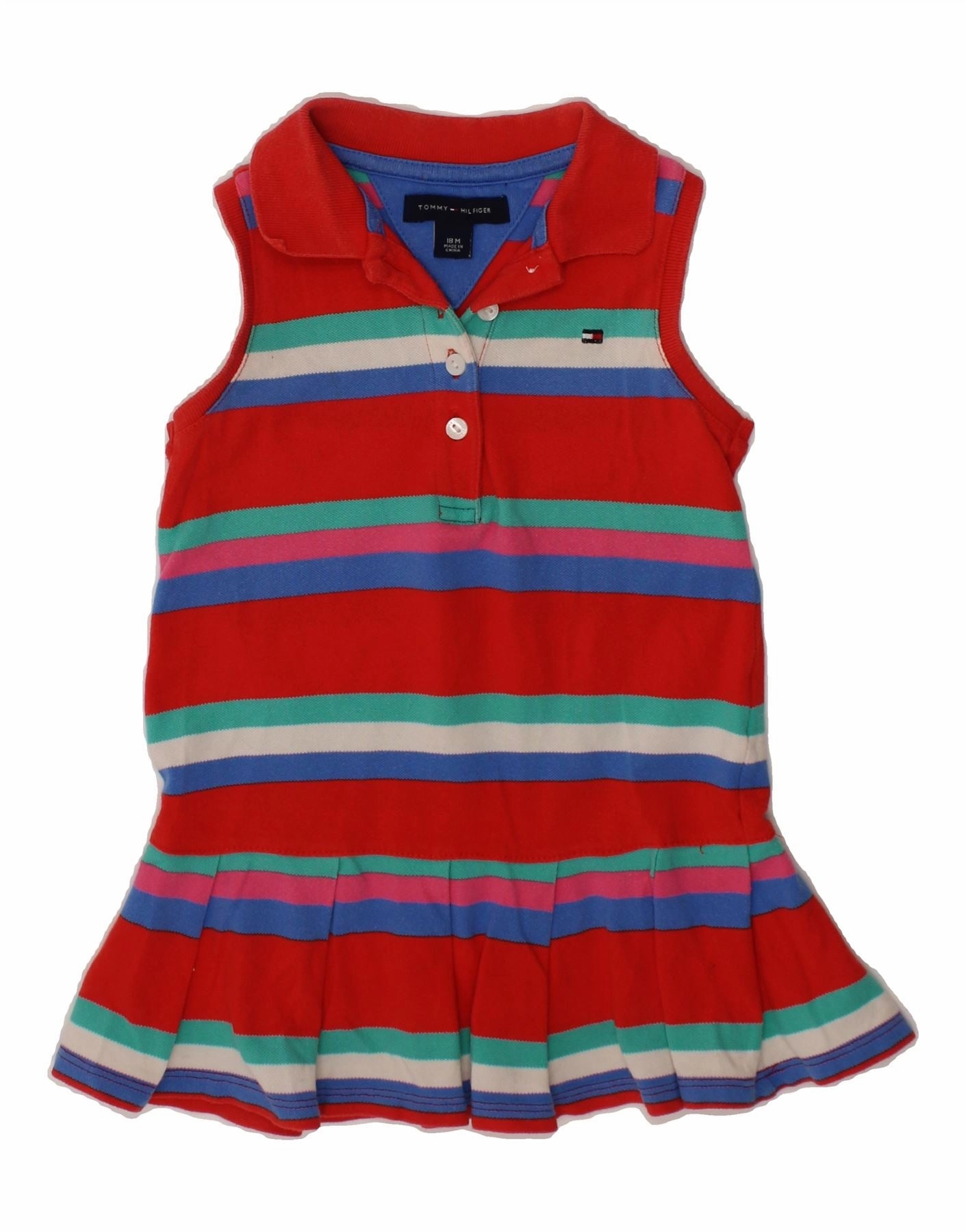 Sleek and Sleek Elegant Touch TOMMY HILFIGER Baby Girls Sleeveless Polo Dress 12-18 Months Red Striped