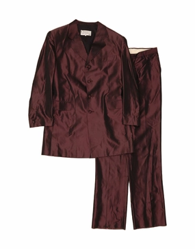 FILIPPO LAFONTANA Mens 4 Button 2 Piece Suit IT 50 Large Burgundy Acetate Trendy Appearance Soft Fabric