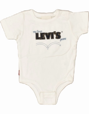 LEVI'S Baby Boys Graphic Bodysuit 3-6 Months White Cotton Durable Festival Versatile Everyday