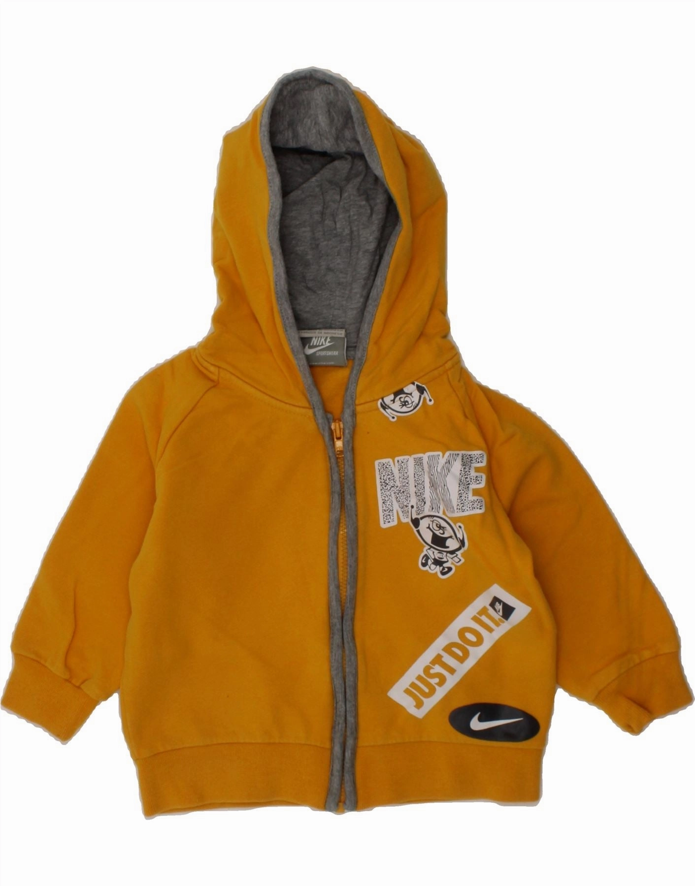 Breathable Lining Urban Warmth NIKE Baby Boys Graphic Zip Hoodie Sweater 9-12 Months Yellow Cotton