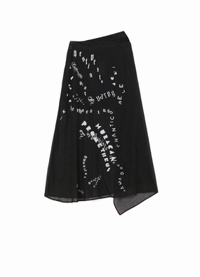 FIRE GODS PRINT ASYMMETRIC FLARED SKIRT Euro Touch