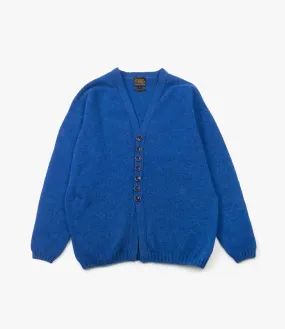 Daily Warmth Fisherman Cardigan ?C?Ocean Blue Shetland Wool