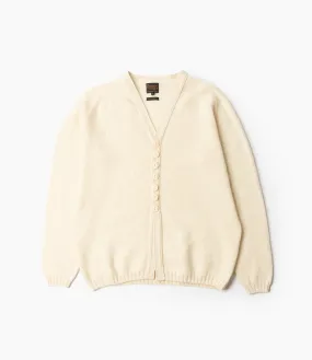 Lightweight Design Fisherman Cardigan ?C?Off-White Shetland Wool