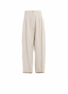 LINEN/COTTON HERRINGBONE ZIGZAG CUT-OUT PANTS Moisture Wicking Technology Active Layers