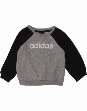 ADIDAS Baby Boys Graphic Sweatshirt Jumper 6-9 Months Grey Colourblock AntiStatic Yarn Winter Wardrobe