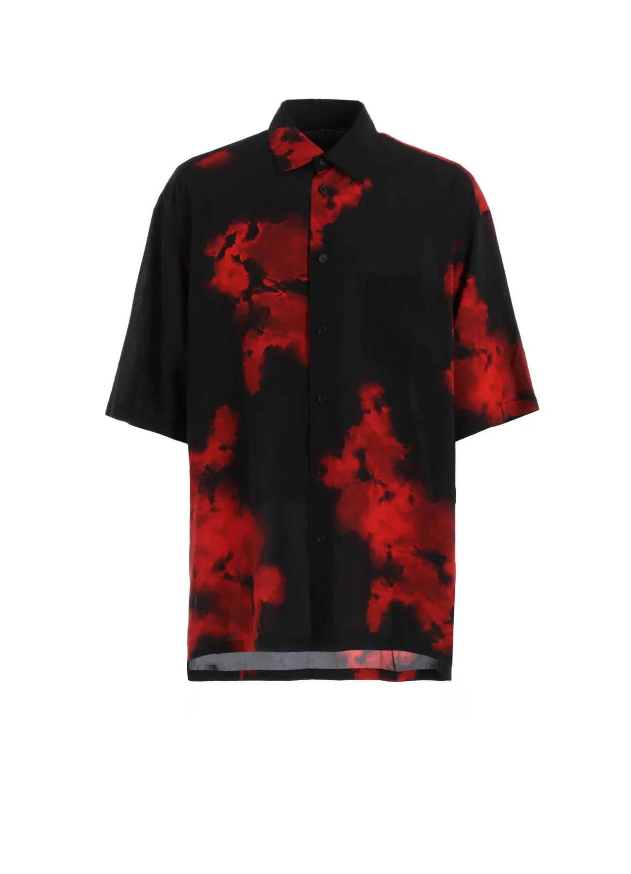 FLAMES PATTERN OVERSIZED SHORT-SLEEVE SHIRT Picnic Outfit Quick Release Placket