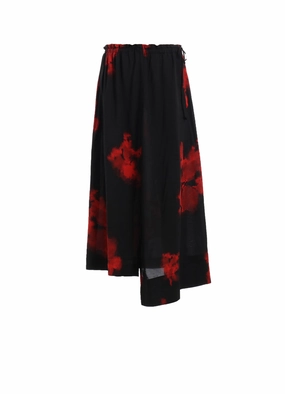 Feminine Fit FLAMES PATTERN WAIST-STRING GATHERED SKIRT