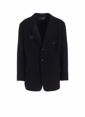 FLANNEL & NYLON RIPSTOP JACKET WITH LAPEL TAB AND UTILITY POCKETS Outdoor Activity Minimal Look