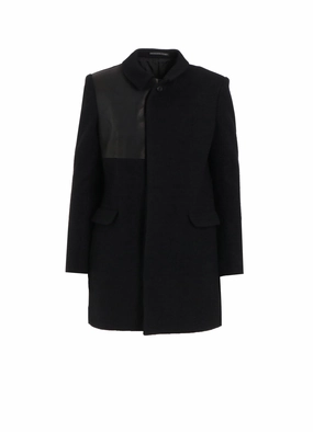 FLANNEL LEATHER SWITCH HIDDEN BUTTON JACKET special - occasion wear Handmade