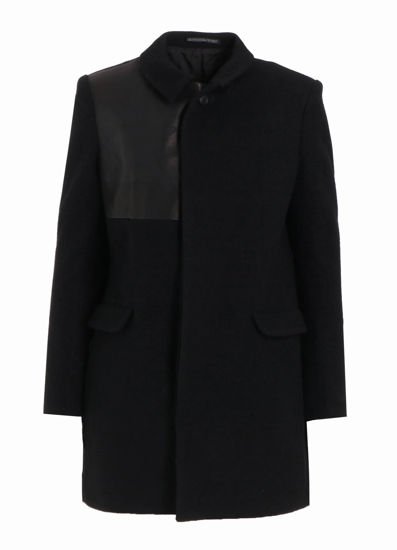 Casual Outdoor Wear FLANNEL LEATHER SWITCH HIDDEN BUTTON JACKET