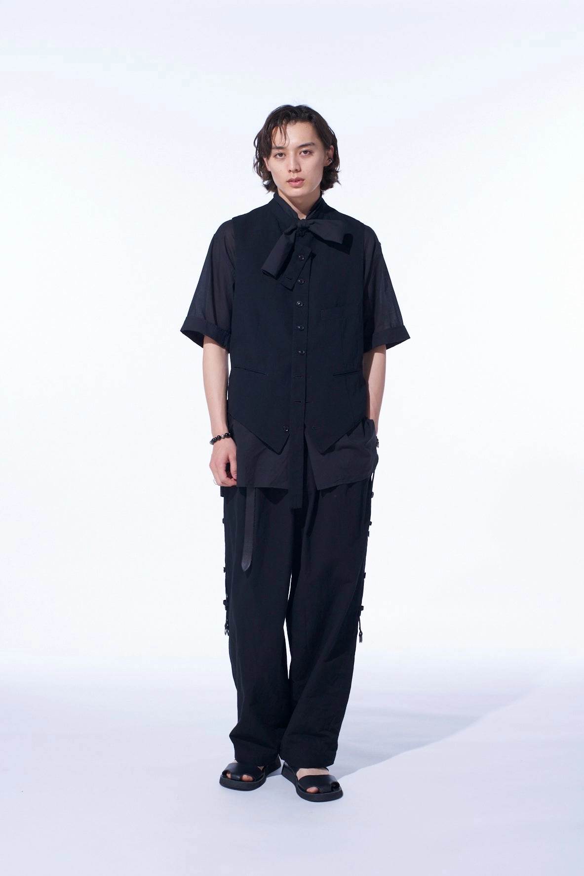 COTTON/LINEN DUNGAREE SIDEBANDED PANTS Lightweight Material Windproof Design