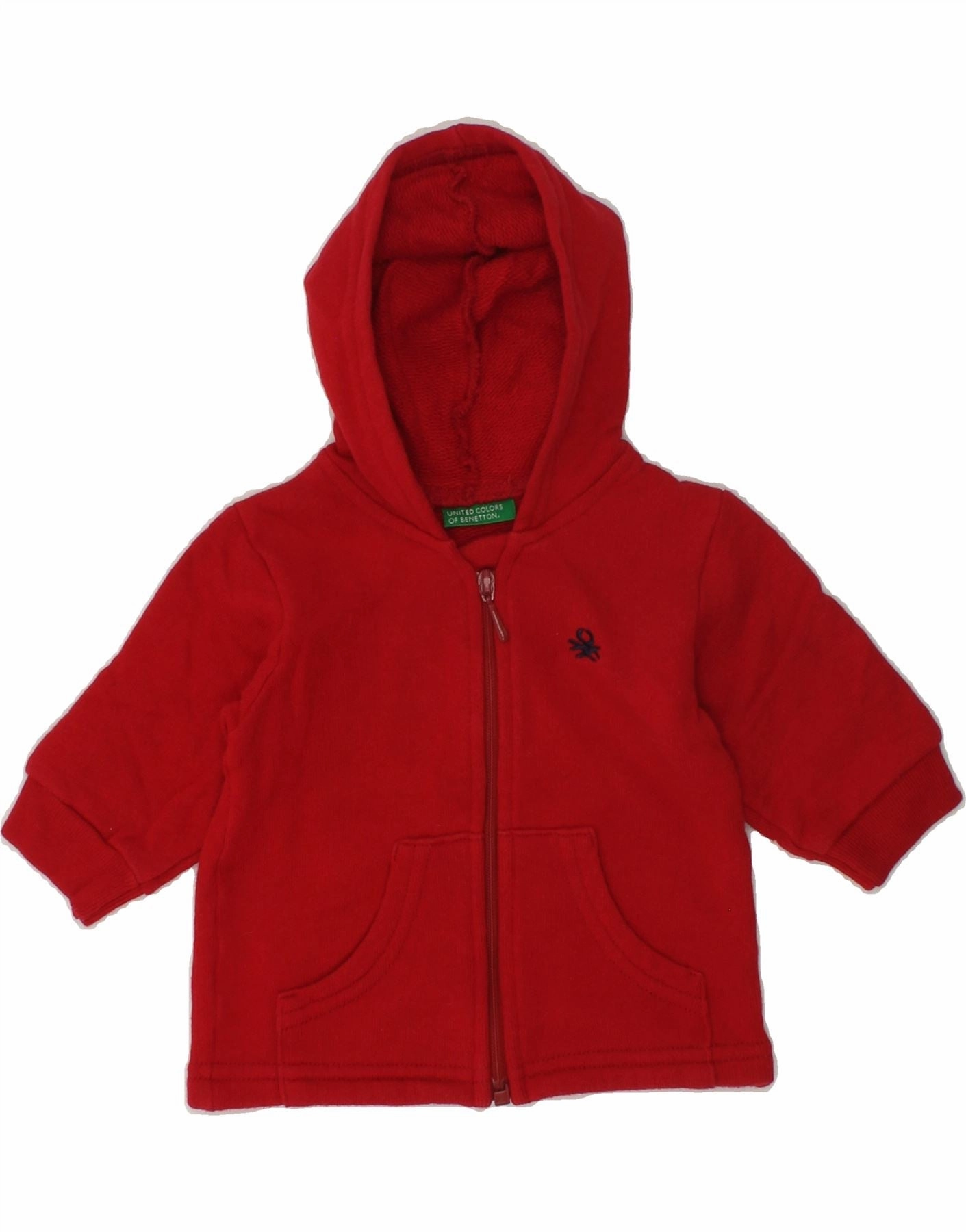 Lightweight insulation BENETTON Baby Girls Zip Hoodie Sweater 0-3 Months Red Cotton