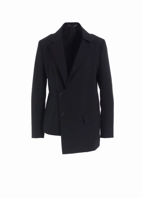 WOOL GABARDINE ASYMMETRIC JACKET Zippered Closure