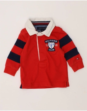 TOMMY HILFIGER Baby Boys Long Sleeve Rugby Polo Shirt 3-6 Months Red Evening Elegance