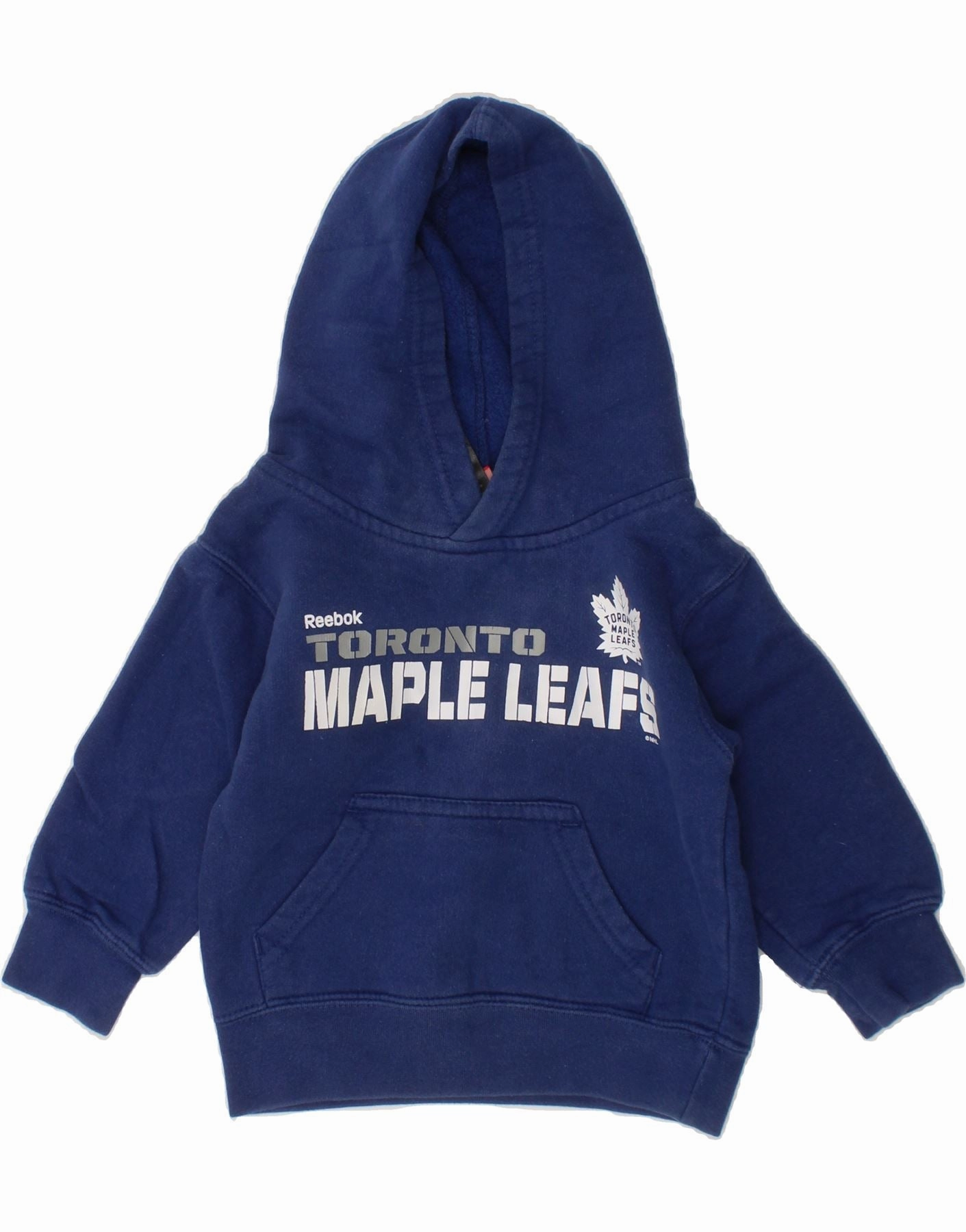 NonRestrictive Cuff Relaxed Armhole Fit REEBOK Baby Boys NFL Graphic Hoodie Jumper 18-24 Months Navy Blue Cotton