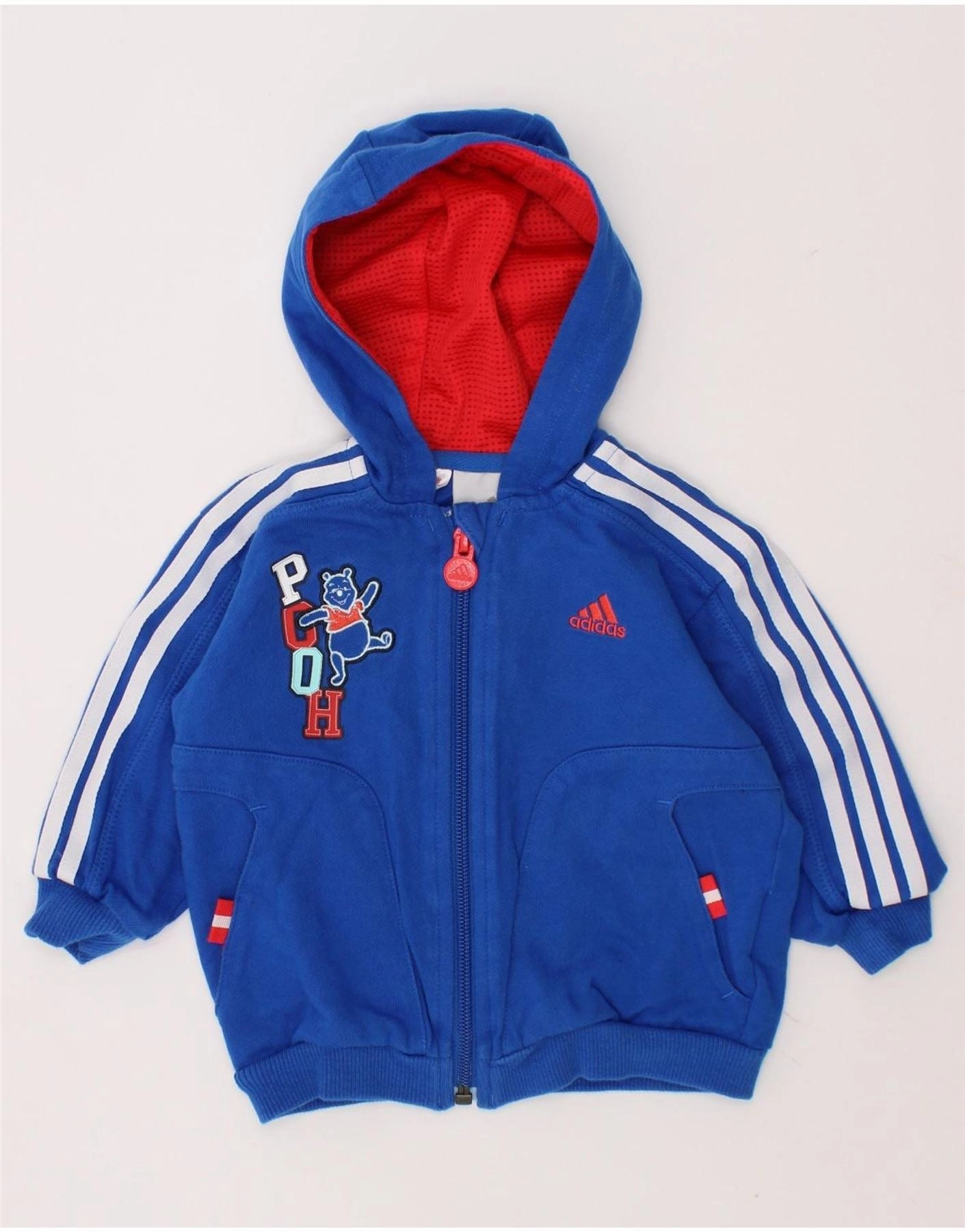 ADIDAS Baby Boys Graphic Zip Hoodie Sweater 3-6 Months Blue Cotton Outdoor Trend