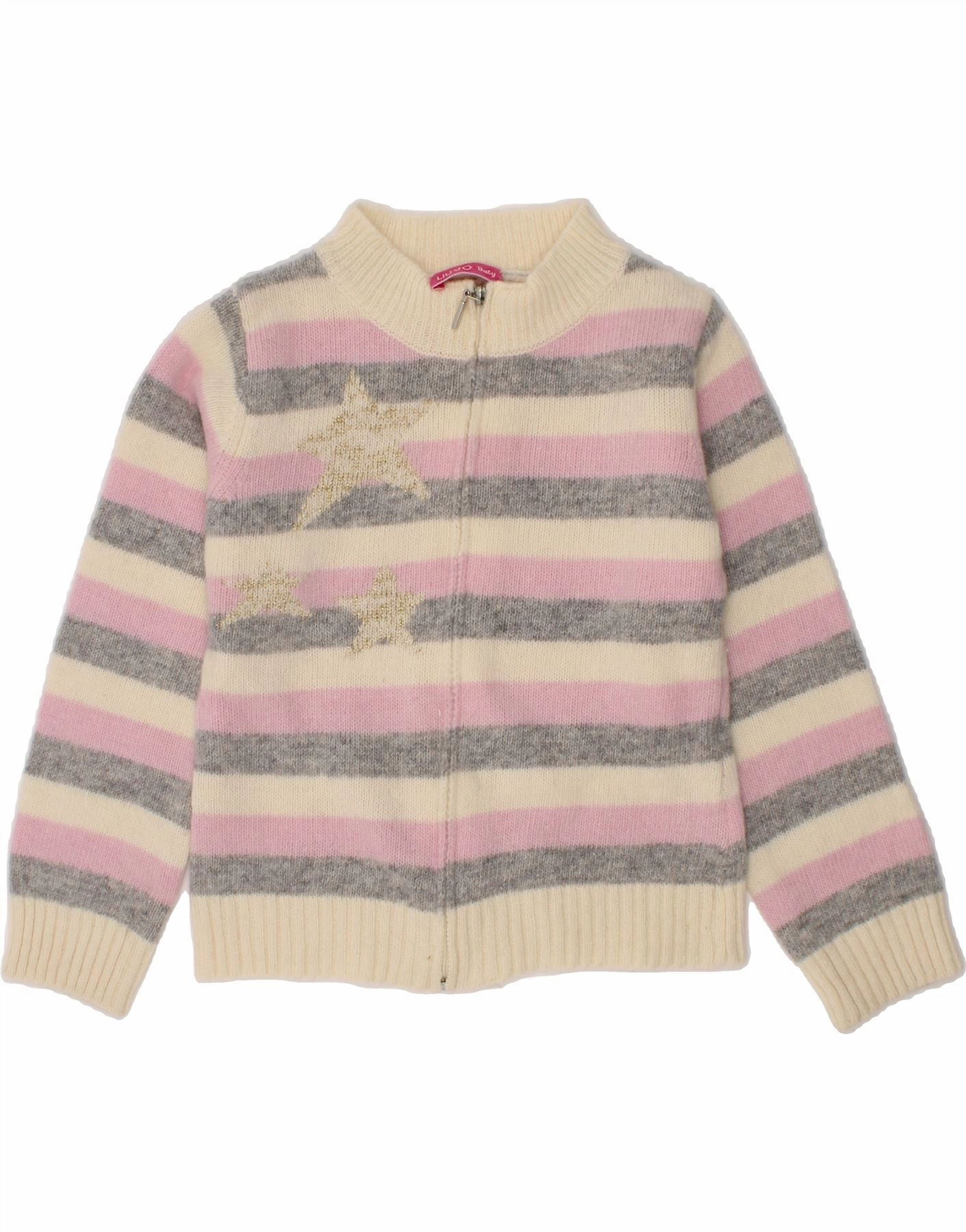 Fresh Casual Wear Cozy Loopback Fabric LIU JO Baby Girls Graphic Cardigan Sweater 9-12 Months Pink Striped