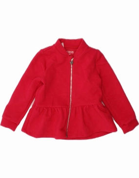 GUESS Baby Girls Graphic Tracksuit Top Jacket 18-24 Months Red Polyester Casual Edge Resist
