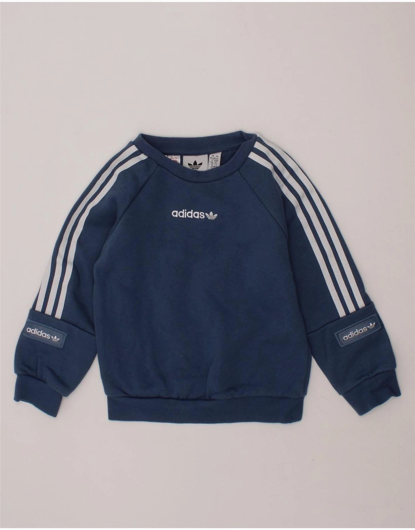 ADIDAS Baby Boys Graphic Sweatshirt Jumper 18-24 Months Navy Blue Cotton Quick Layer