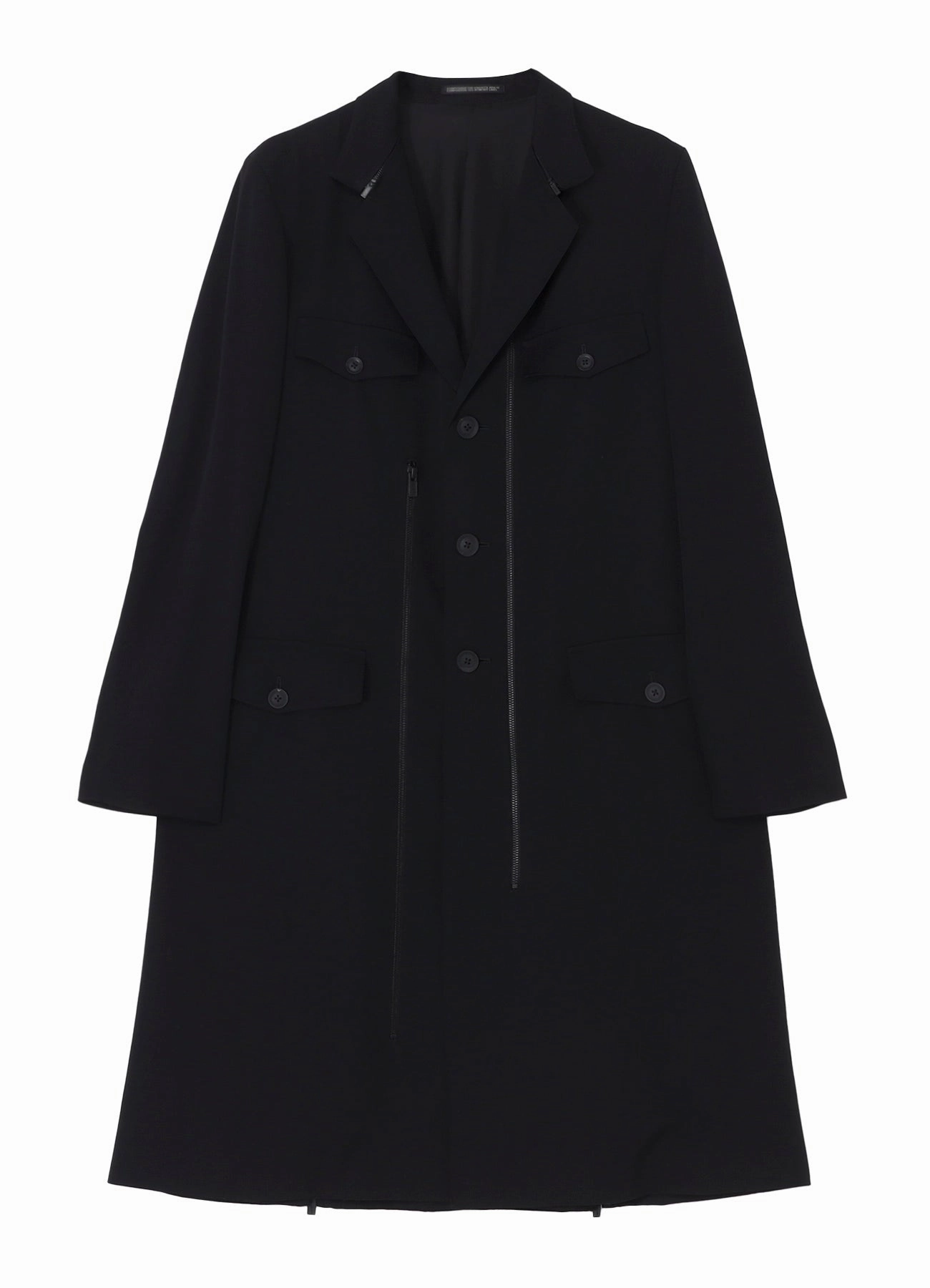 Essential Warmth WOOL GABARDINE 3BUTTONS ZIP LONG COAT
