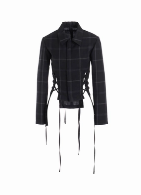PLAID LACE-UP JACKET A full-zip WaterResistant Shell