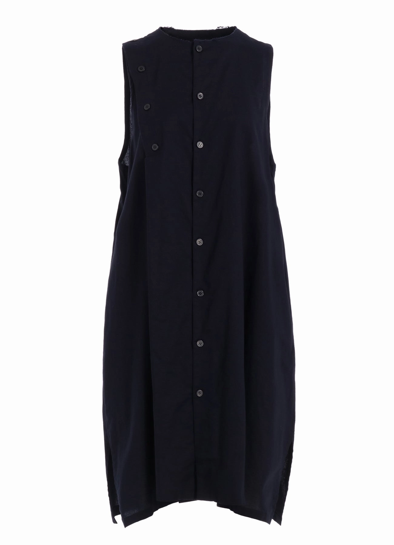 [Y's BORN PRODUCT] THIN COTTON TWILL ASYMMETERIC BUTTON DRESS Simple Yet Elegant