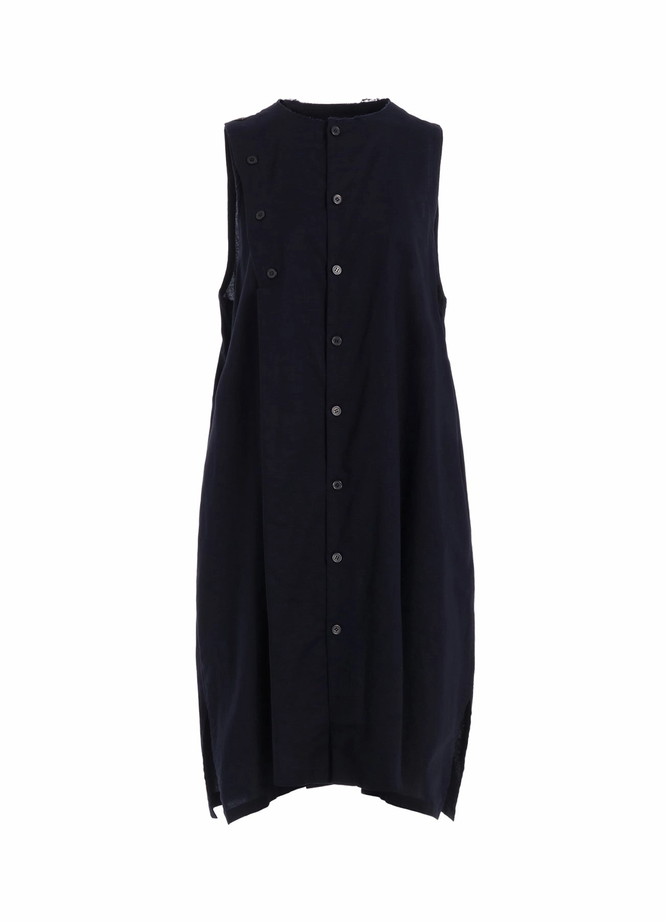 [Y's BORN PRODUCT] THIN COTTON TWILL ASYMMETERIC BUTTON DRESS Easy-Storage Stylish Feel