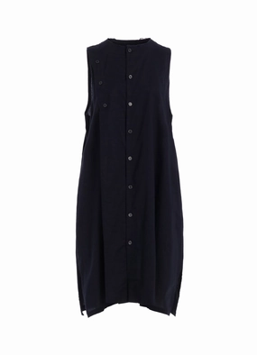 [Y's BORN PRODUCT] THIN COTTON TWILL ASYMMETERIC BUTTON DRESS Easy-Storage Stylish Feel