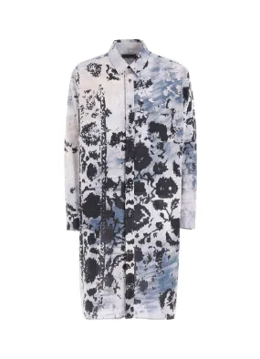 Non Iron Fabric FLORAL PRINT BUTTON SLITS LONG SHIRT