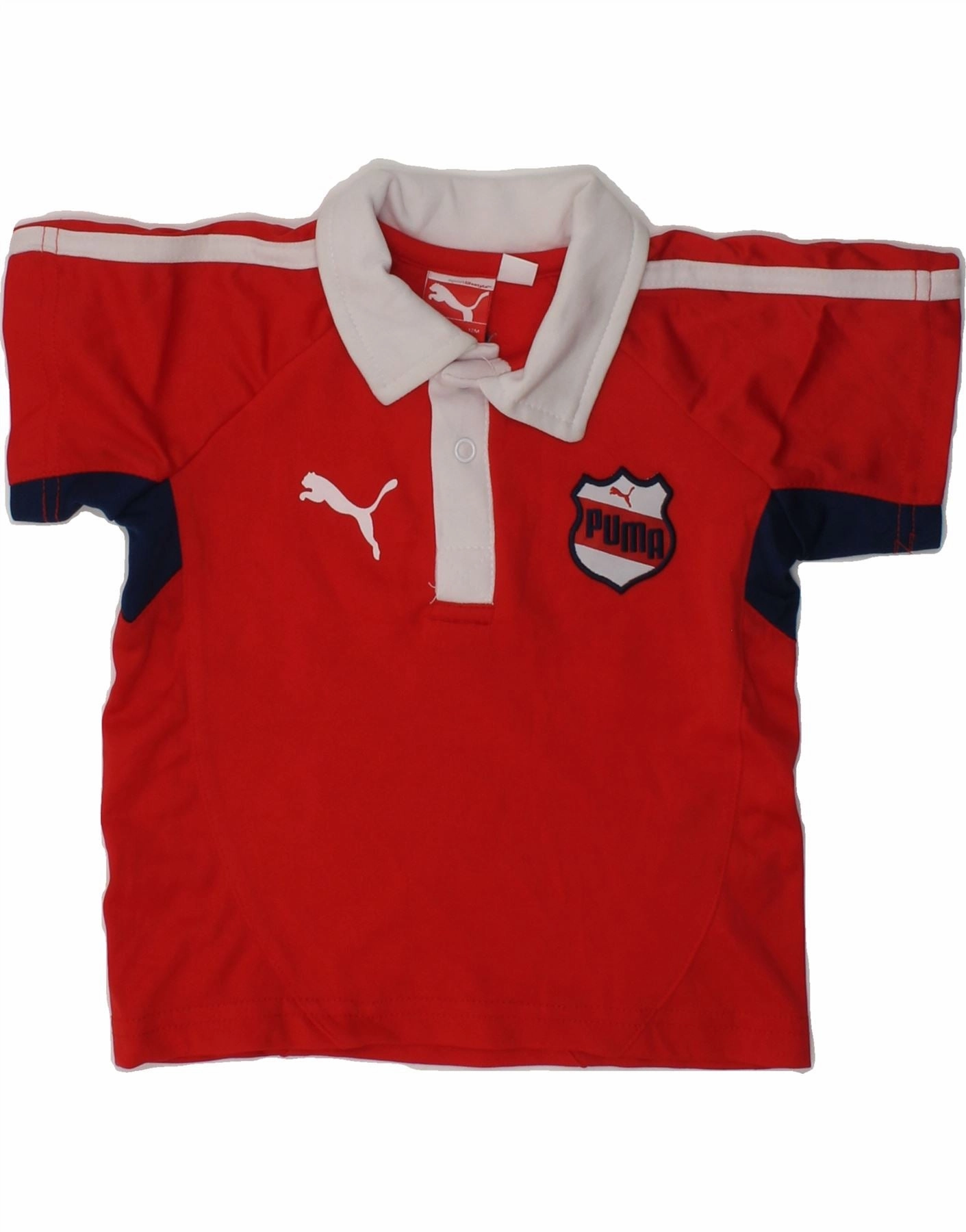 Checkered Look Athleisure Trend PUMA Baby Boys Polo Shirt 9-12 Months Red Polyester