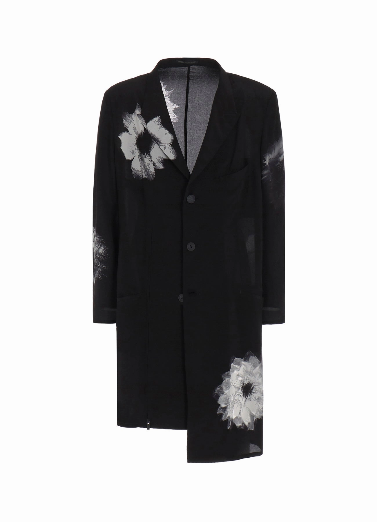 WHITE FLOWER PRINT SLIT JACKET Skill Water Resistant Fabric