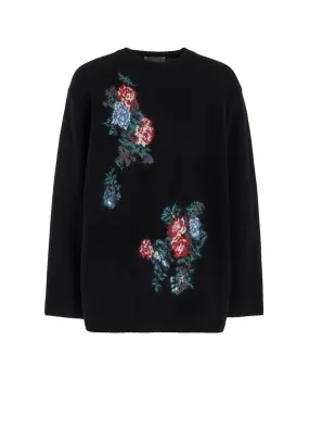 Leisure Look FLOWER DESIGNED ROUND NECK KNIT