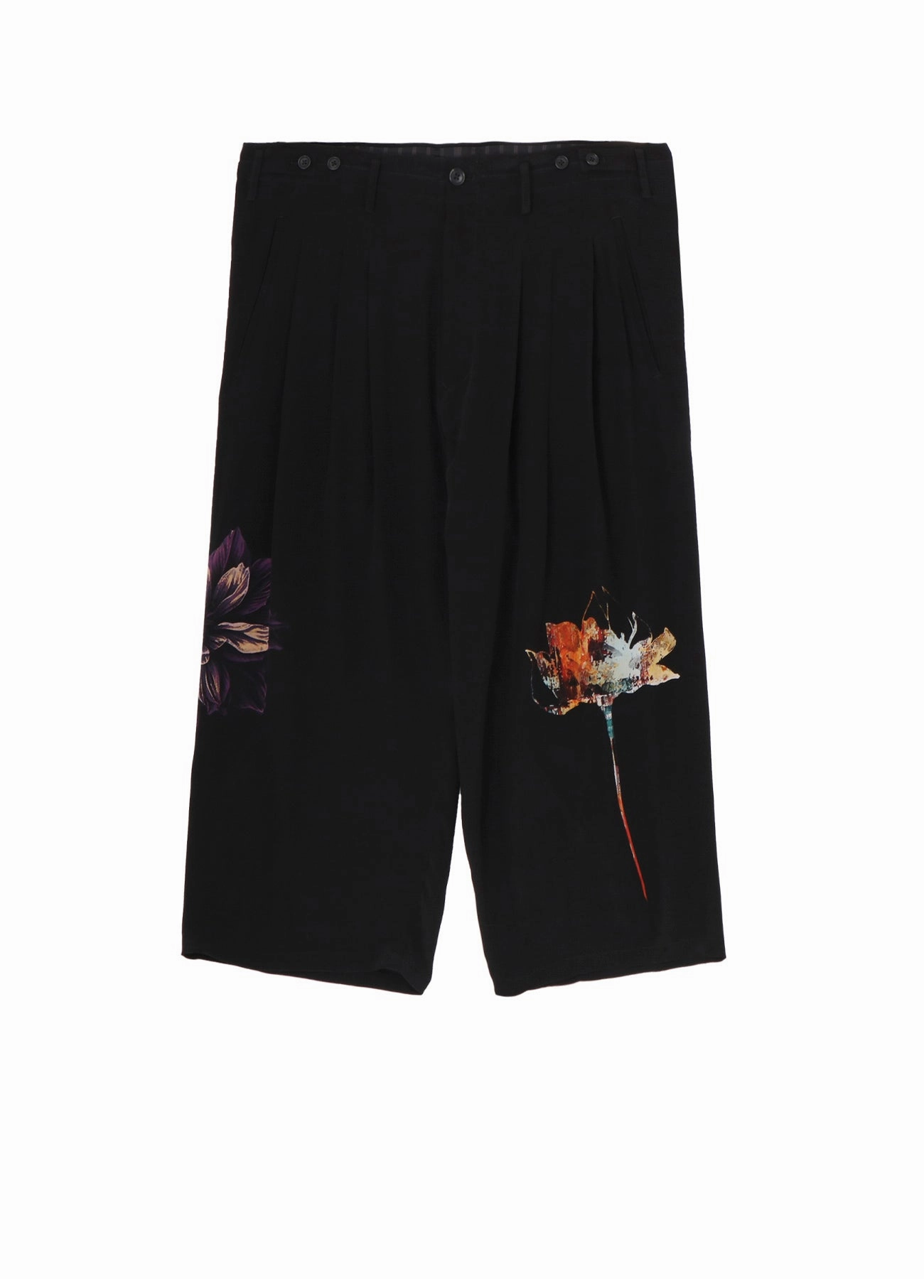 FLOWER DESIGNED PRINT WIDE PANTS Chilly Day Wear