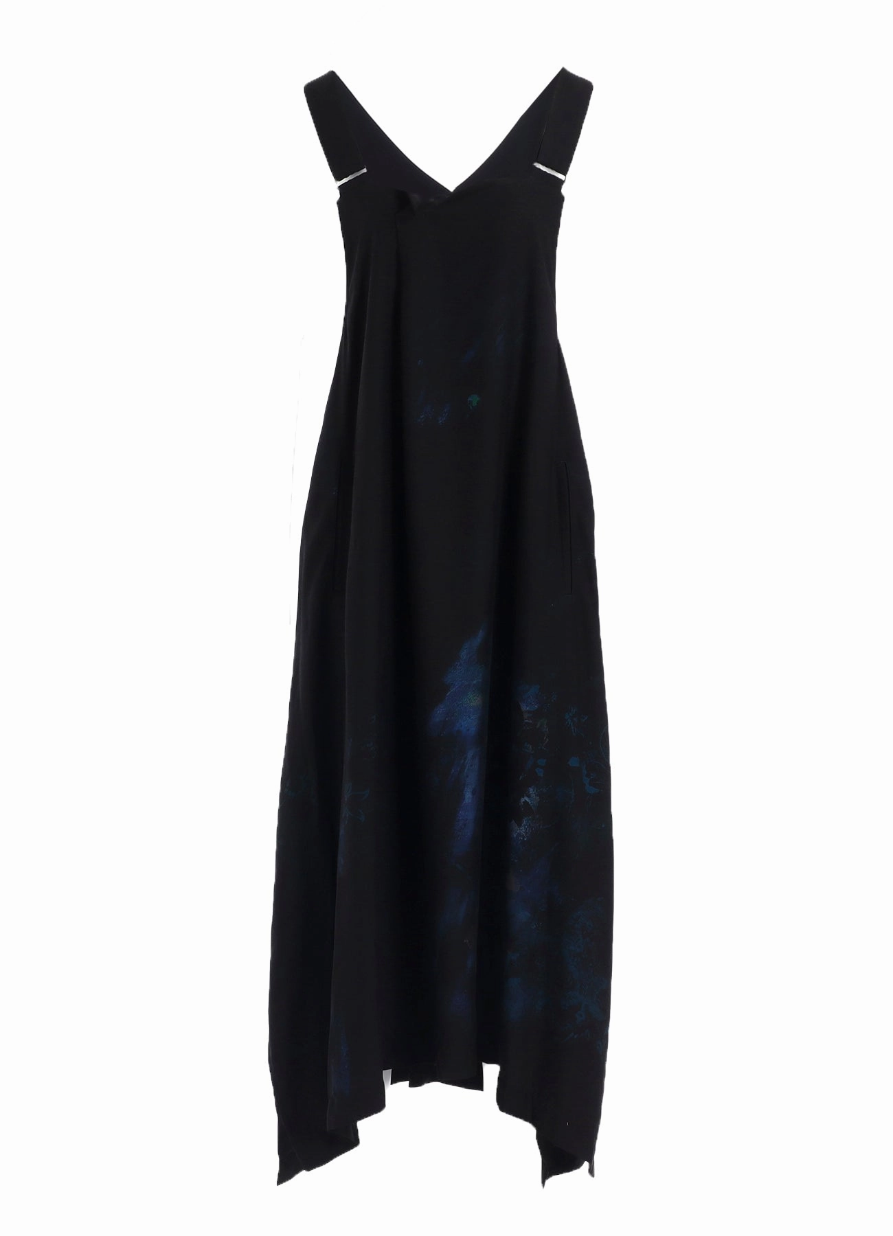 FLOWER/LACE-PREINT DUNGAREE TWILL OVERALLS DRESS Simple Texture Easy Mood