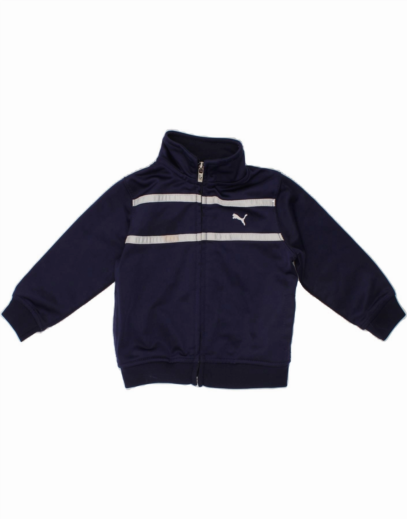 PUMA Baby Boys Graphic Tracksuit Top Jacket 9-12 Months Navy Blue Striped Outdoor Ease