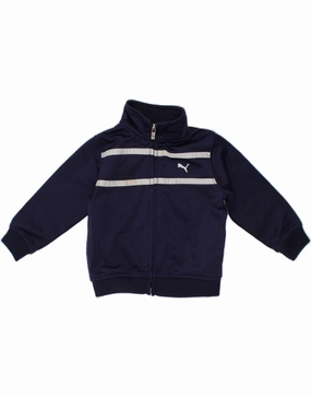 PUMA Baby Boys Graphic Tracksuit Top Jacket 9-12 Months Navy Blue Striped Outdoor Ease