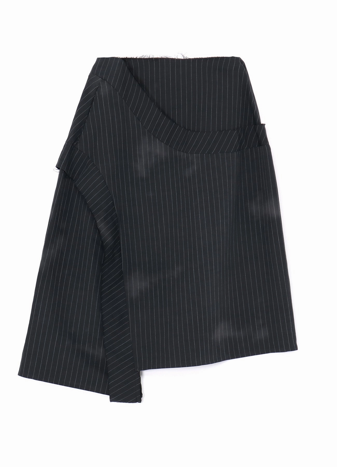 Minimalist Style LINEN/COTTON PIN-STRIPED UNEVENLY DYED FLARED SKIRT